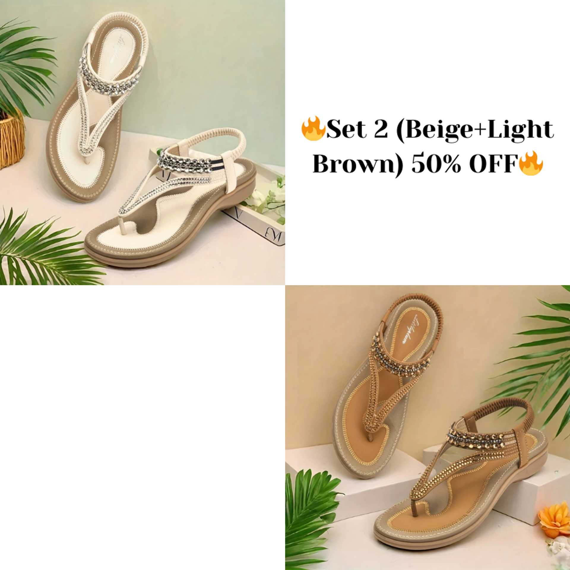 📢🔥 Last Day Promotion 70% OFF🔥Women's T-strap flat sandals with sparkling rhinestones