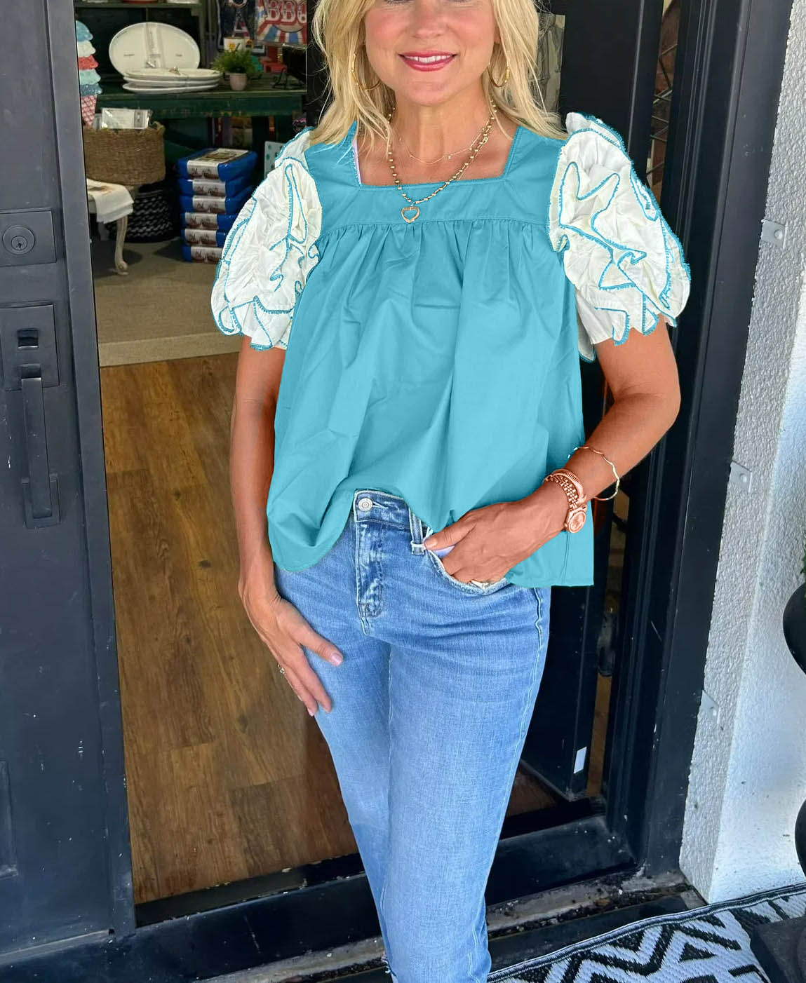 Ruffle Sleeve Top(Buy 2 Free Shipping)