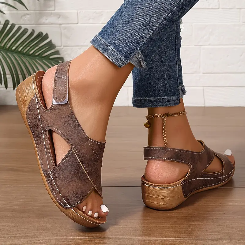 Women's New Vintage Solid Color Summer Wedge Sandals