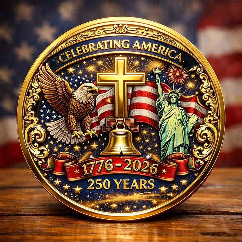 Eagle & Liberty & Cross United States 250th Anniversary Commemorative Coin