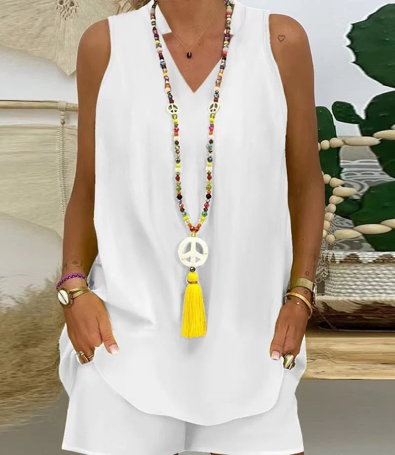 🌺Collar Sleeveless Casual Top and Pants Suit