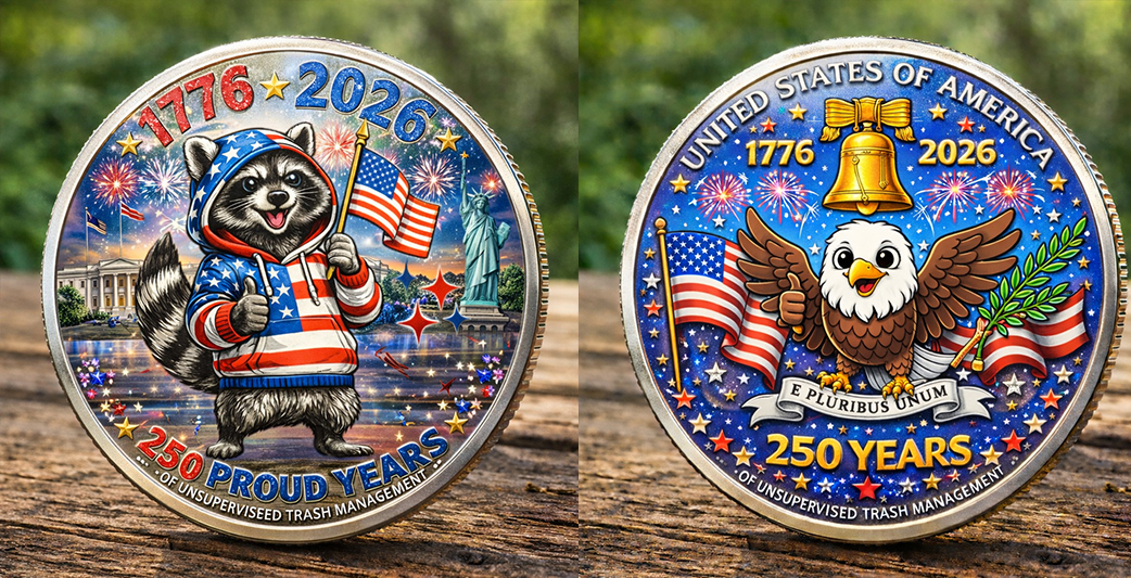 🏆Flash Sale 60% OFF - Patriotic Raccoon Freedom Coin