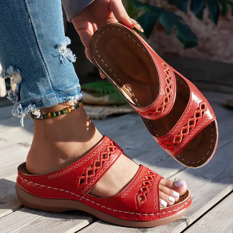 💥LAST DAY SALE 60%  Comfortable Arch Support Slides - Women's Solid Color Sandals - Breathable