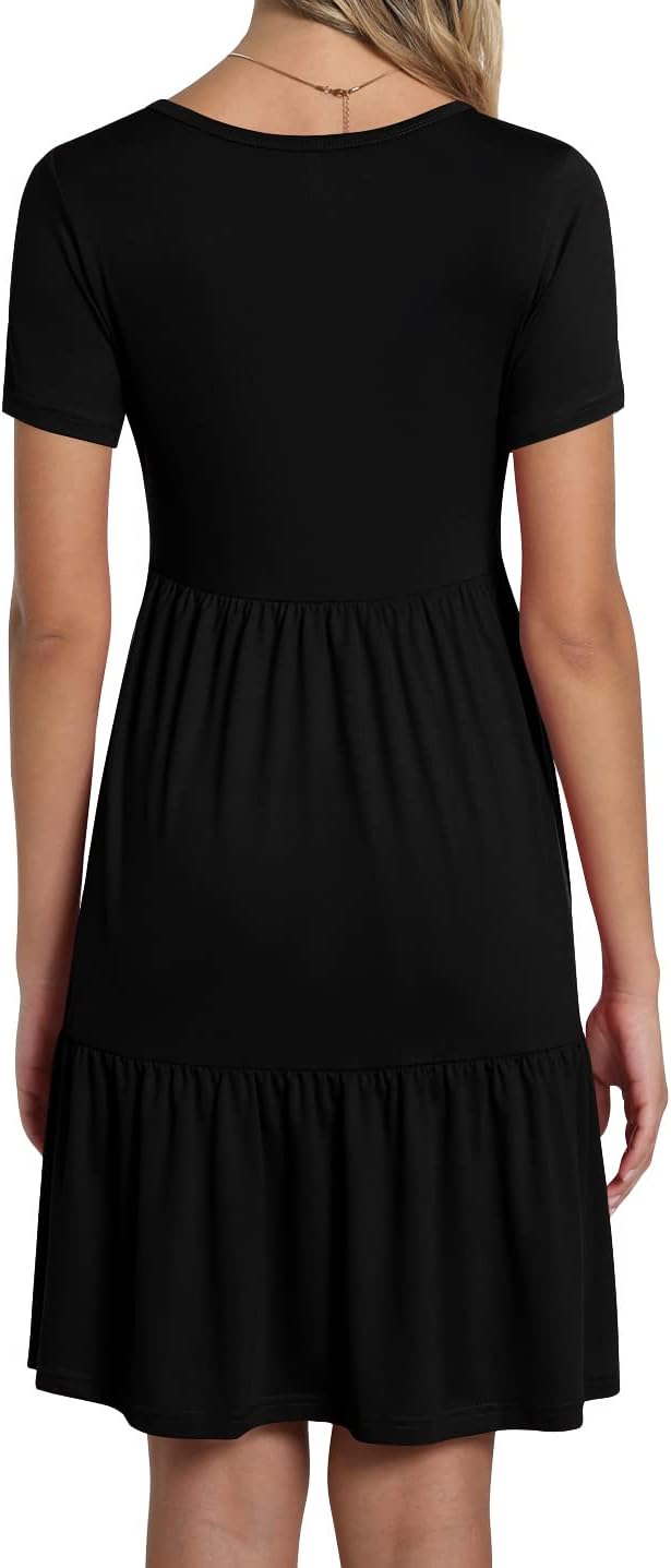 TAOHUADAO 2025 Summer Dresses for Women Short Sleeve Ruffle Casual Sundress with Pockets