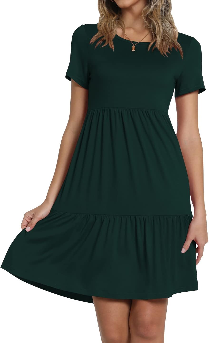 TAOHUADAO 2025 Summer Dresses for Women Short Sleeve Ruffle Casual Sundress with Pockets