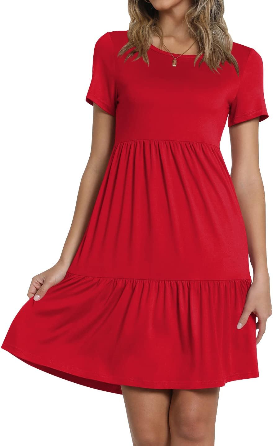 TAOHUADAO 2025 Summer Dresses for Women Short Sleeve Ruffle Casual Sundress with Pockets