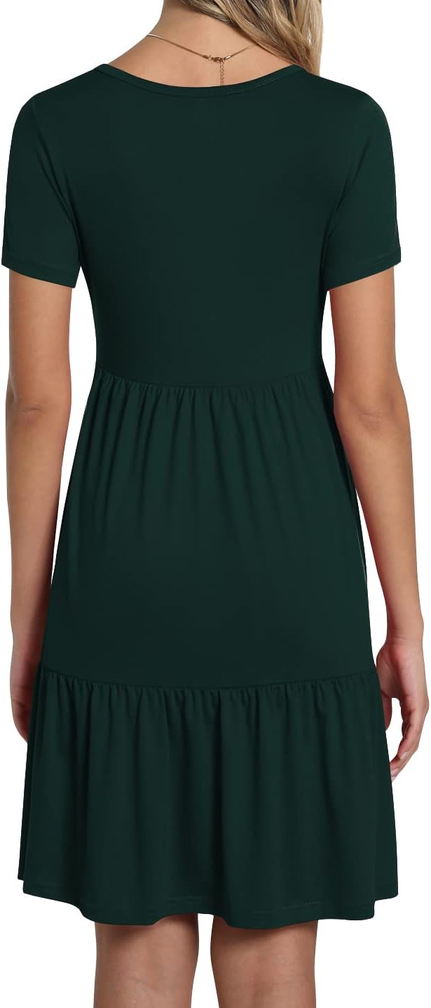 TAOHUADAO 2025 Summer Dresses for Women Short Sleeve Ruffle Casual Sundress with Pockets