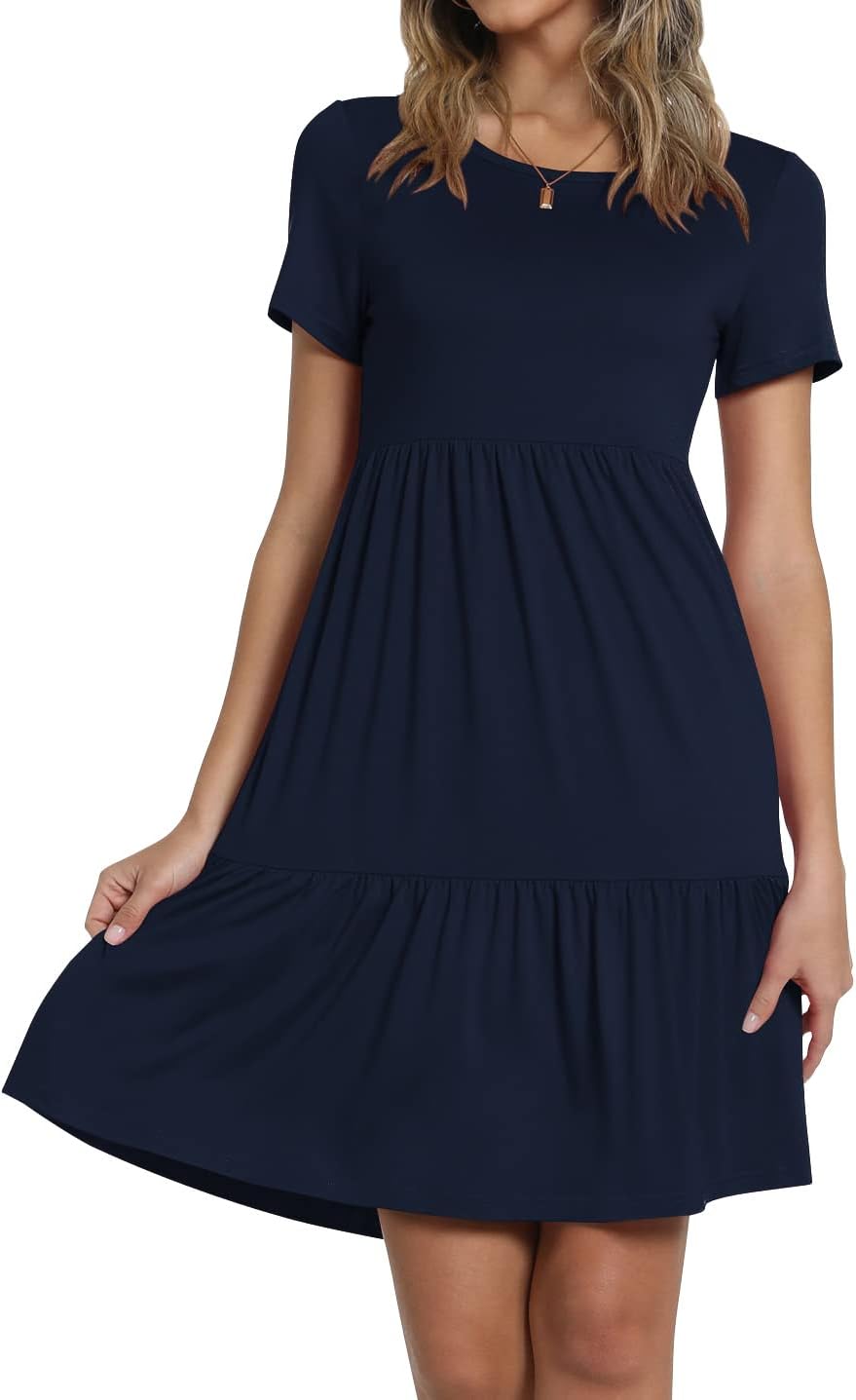 TAOHUADAO 2025 Summer Dresses for Women Short Sleeve Ruffle Casual Sundress with Pockets