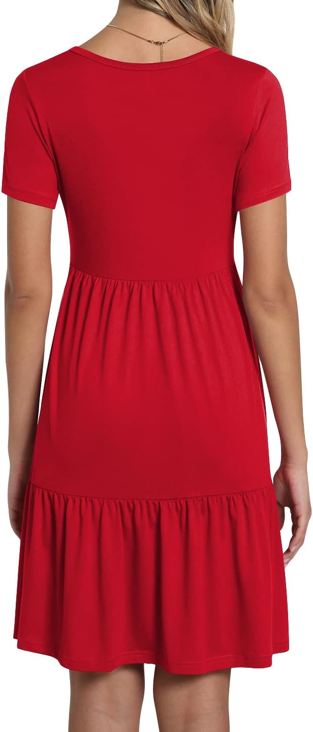 TAOHUADAO 2025 Summer Dresses for Women Short Sleeve Ruffle Casual Sundress with Pockets