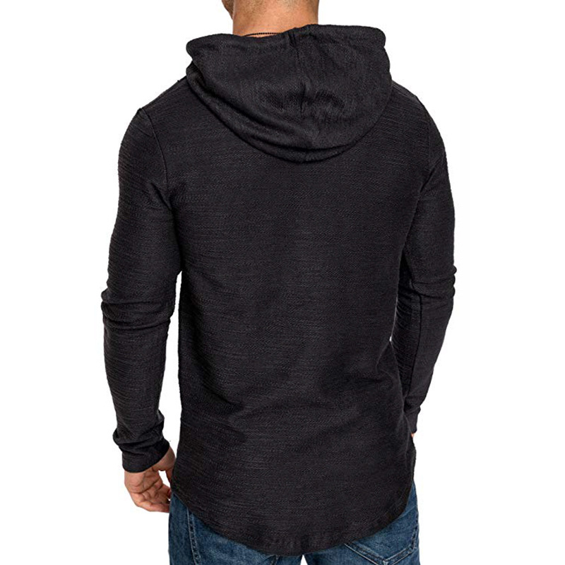 Men's Textured Solid Color High Quality Pullover Hoodies Soft Breathable