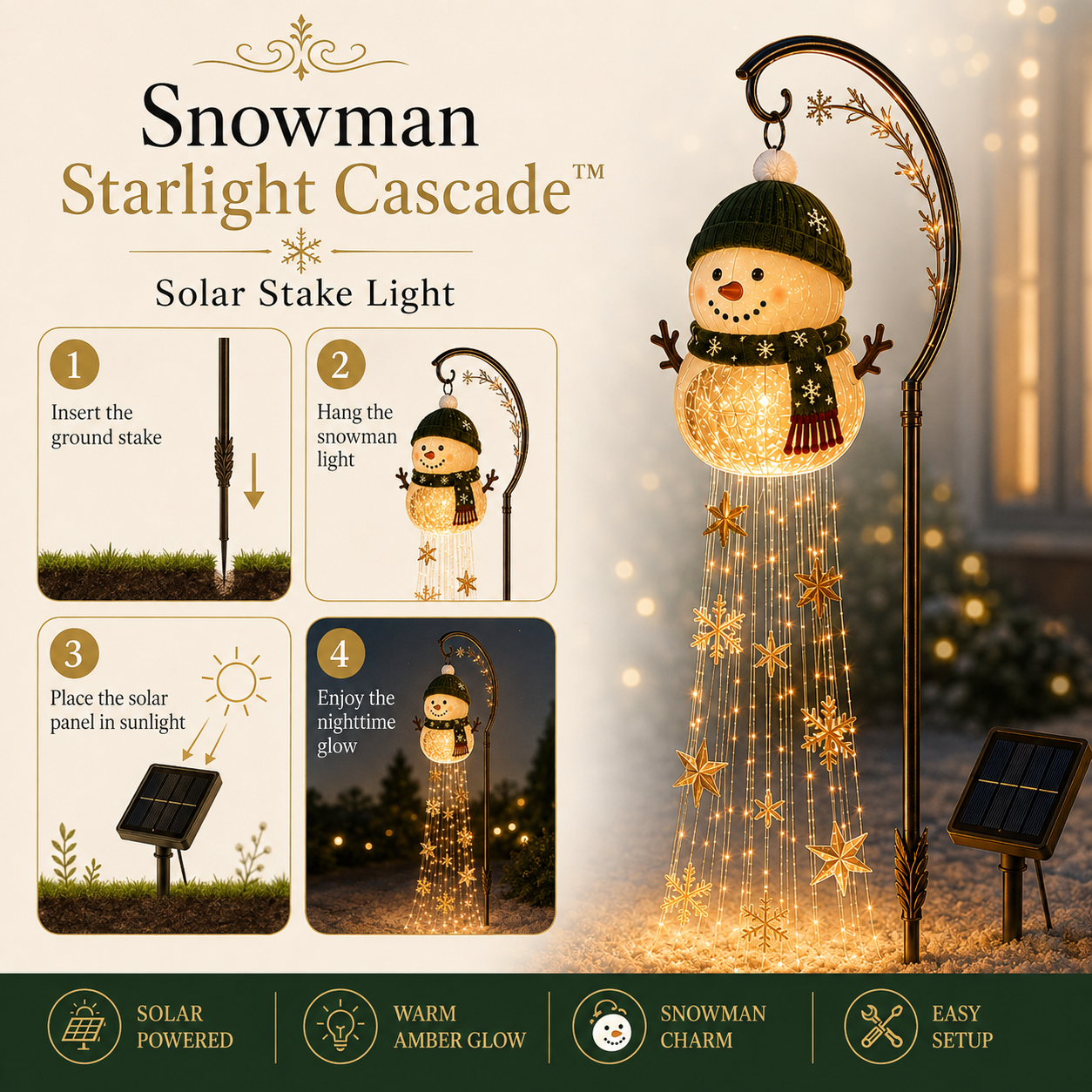 ☃️ Snowman Starlight Solar Christmas Yard Light