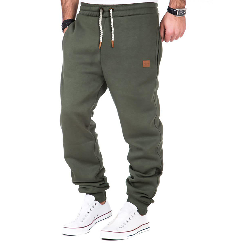 Men's Solid Color Drawstring Waist Fleece Sweatpants