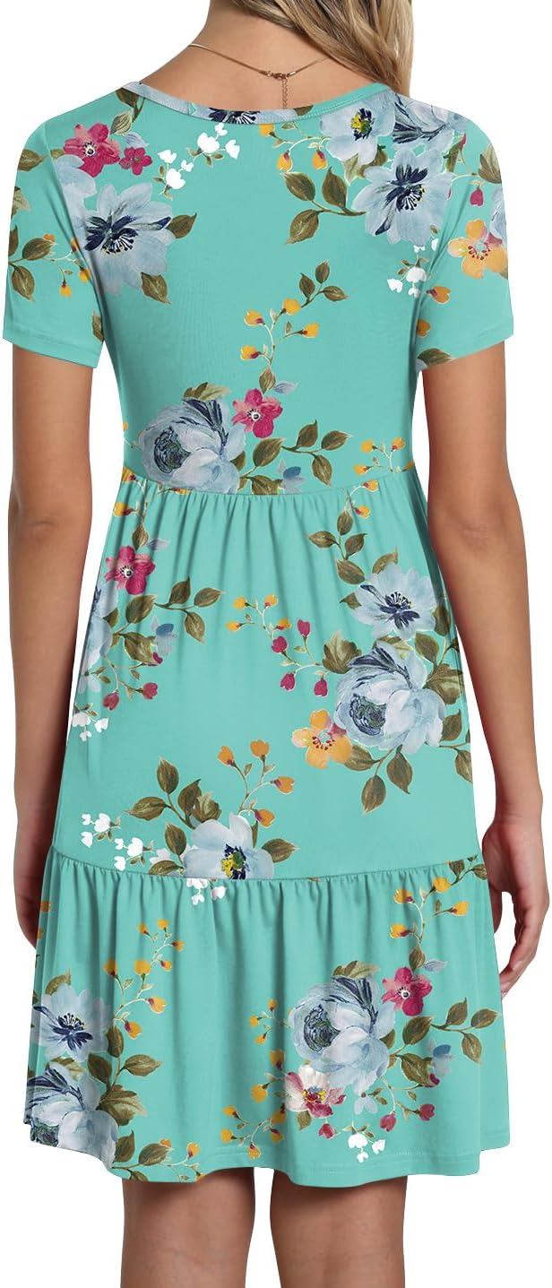 TAOHUADAO 2025 Summer Dresses for Women Short Sleeve Ruffle Casual Sundress with Pockets