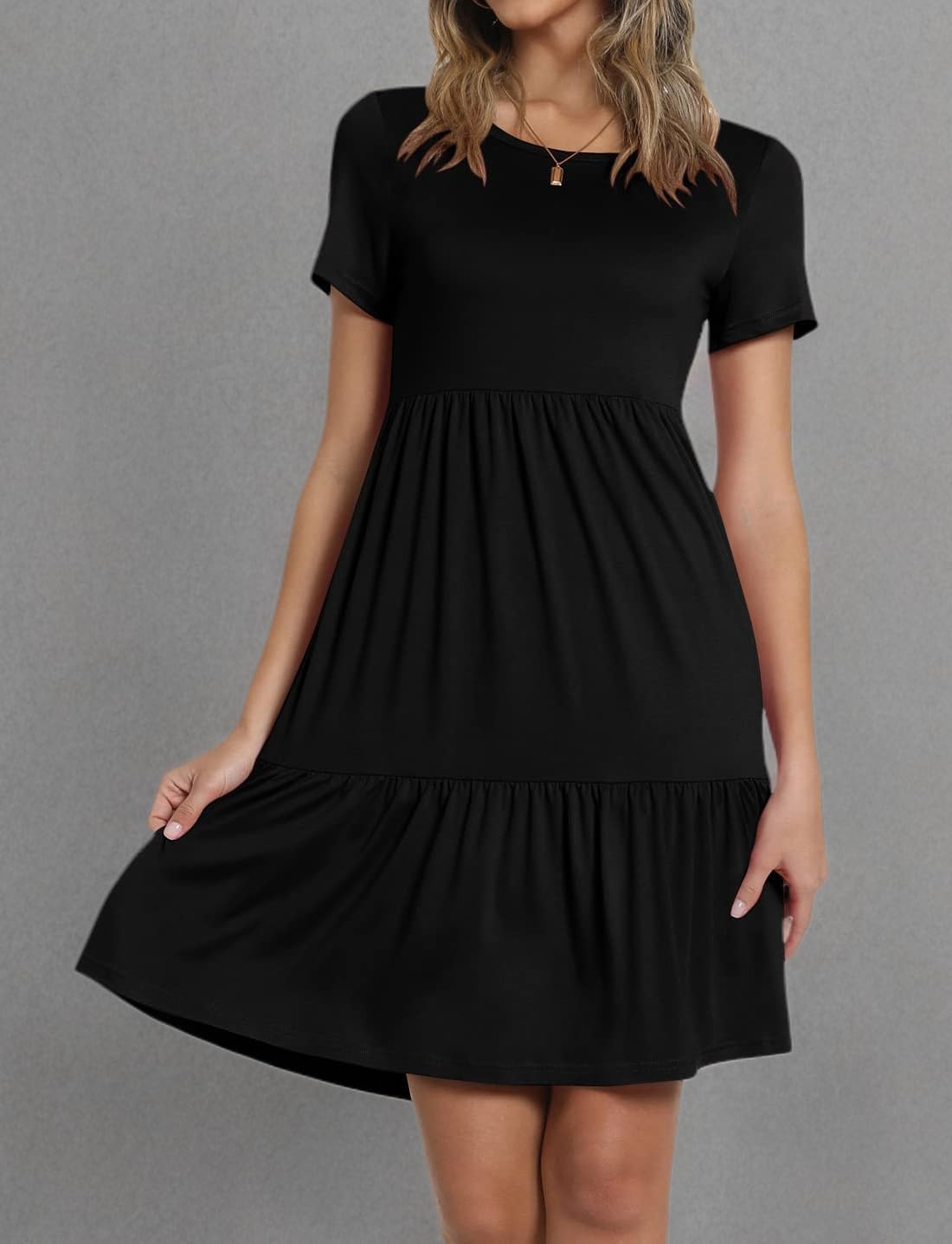 TAOHUADAO 2025 Summer Dresses for Women Short Sleeve Ruffle Casual Sundress with Pockets