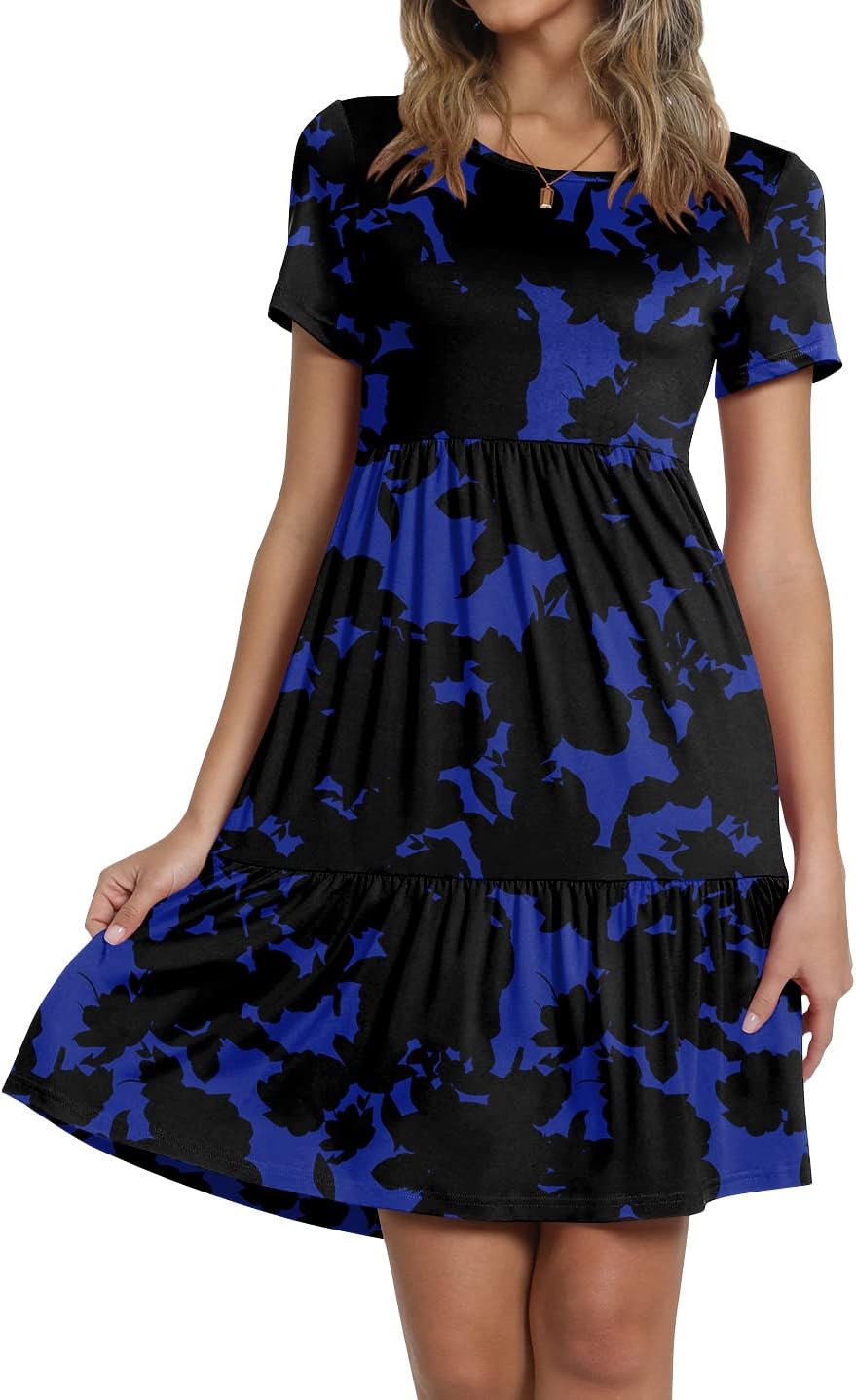 TAOHUADAO 2025 Summer Dresses for Women Short Sleeve Ruffle Casual Sundress with Pockets