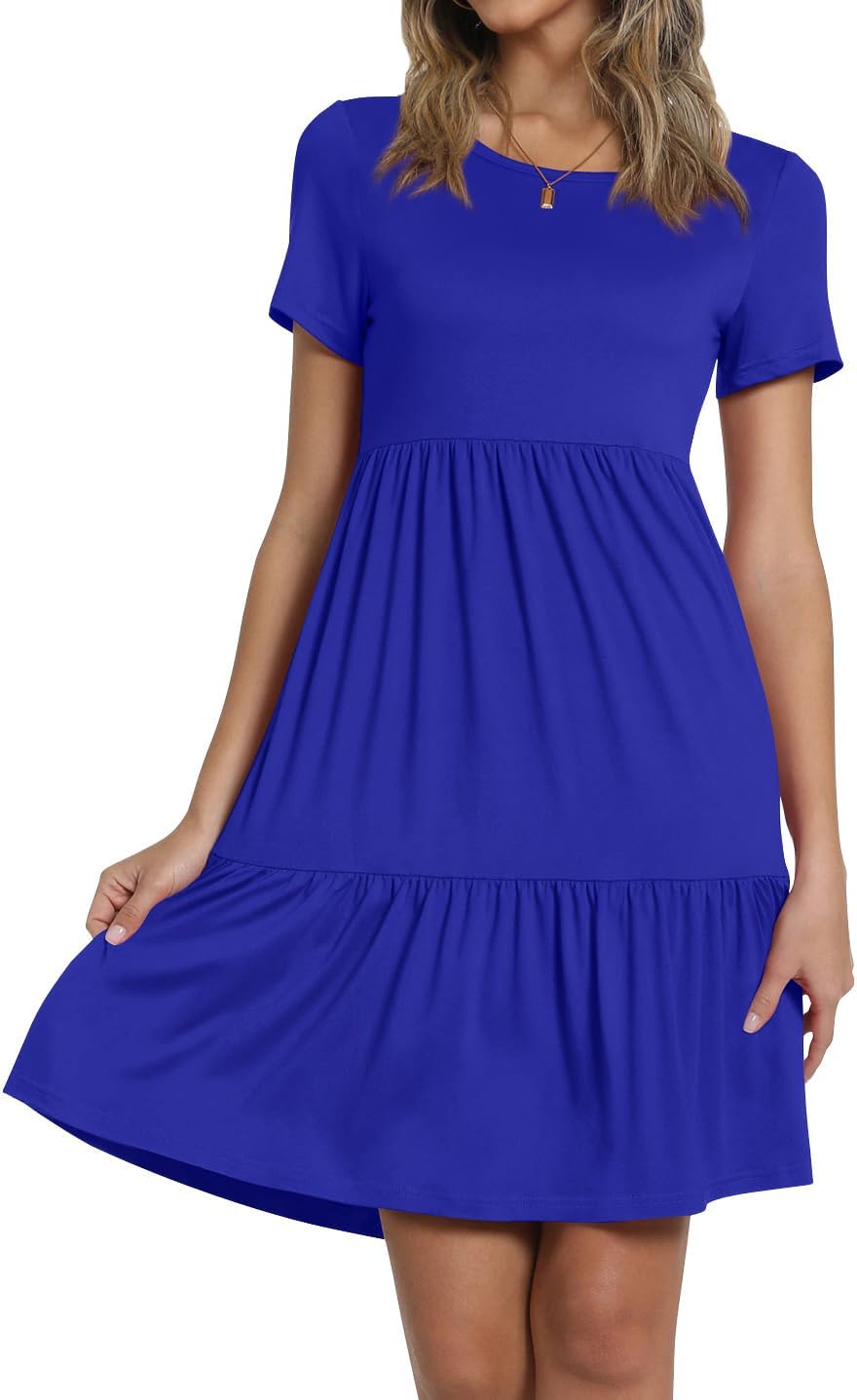 TAOHUADAO 2025 Summer Dresses for Women Short Sleeve Ruffle Casual Sundress with Pockets