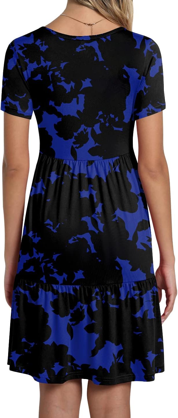 TAOHUADAO 2025 Summer Dresses for Women Short Sleeve Ruffle Casual Sundress with Pockets