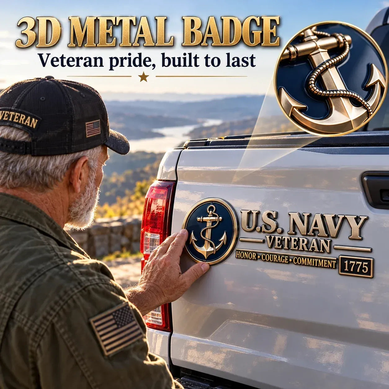 nexclio® 🇺🇸🎖️ Veteran Honor 3D Metal Car Emblem – A Tribute to Service & Pride