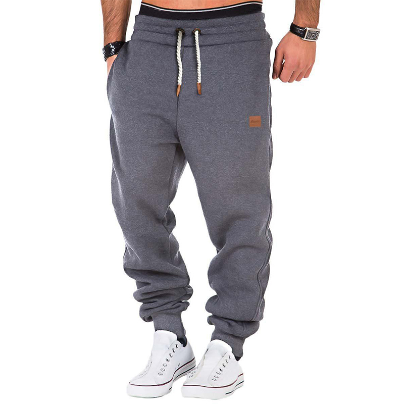 Men's Solid Color Drawstring Waist Fleece Sweatpants