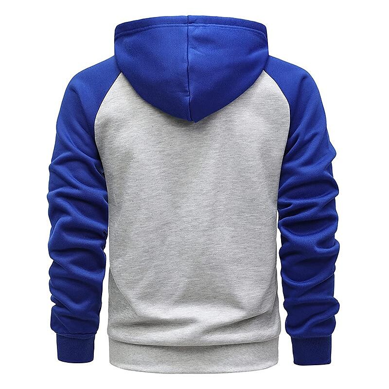 Men's Contrast Color Zip-up Hooded Fleece Cardigan Sweatshirt