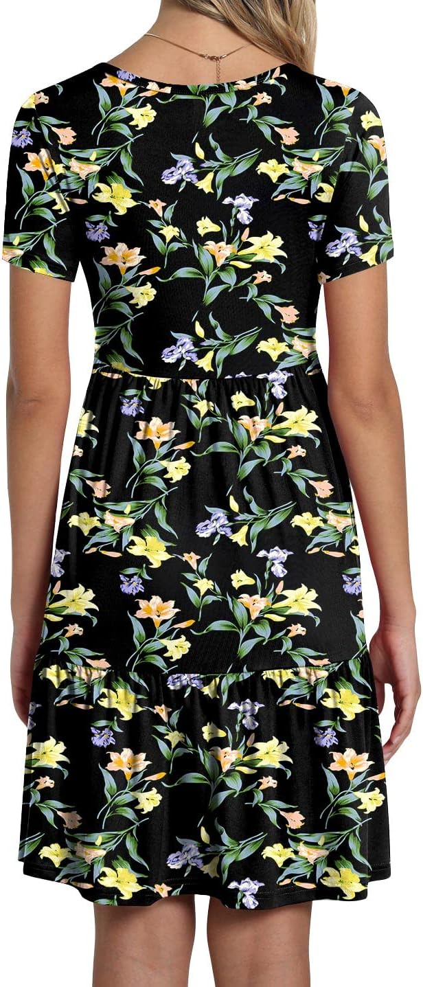 TAOHUADAO 2025 Summer Dresses for Women Short Sleeve Ruffle Casual Sundress with Pockets