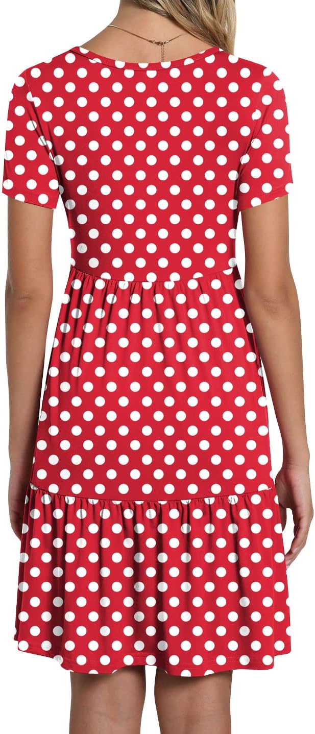 TAOHUADAO 2025 Summer Dresses for Women Short Sleeve Ruffle Casual Sundress with Pockets