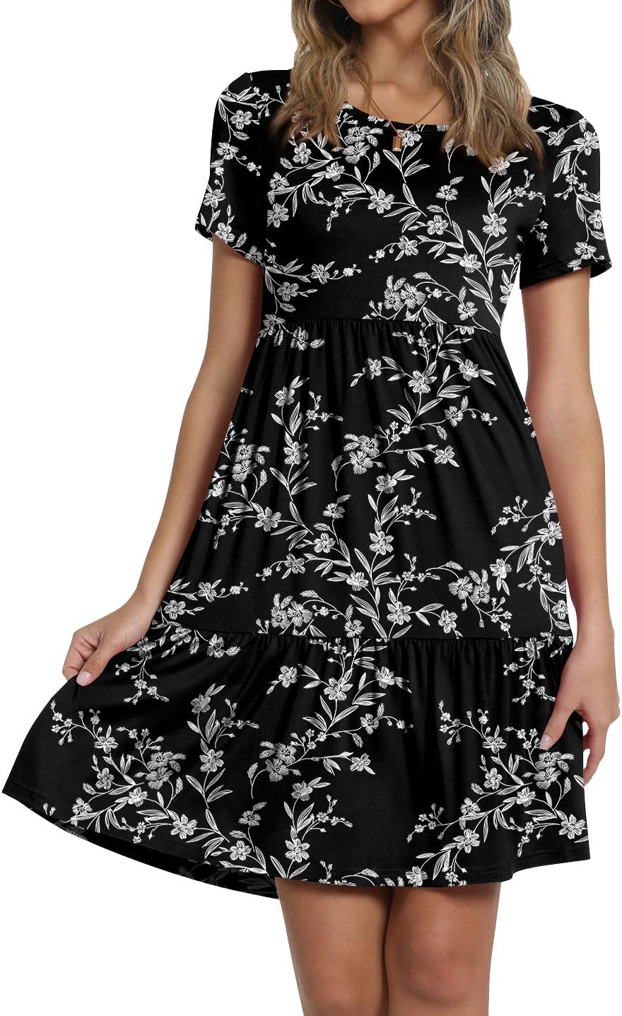 TAOHUADAO 2025 Summer Dresses for Women Short Sleeve Ruffle Casual Sundress with Pockets