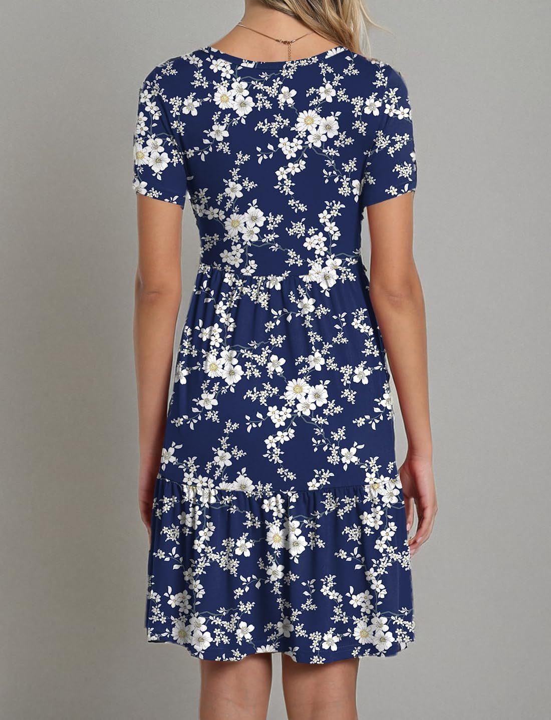 TAOHUADAO 2025 Summer Dresses for Women Short Sleeve Ruffle Casual Sundress with Pockets