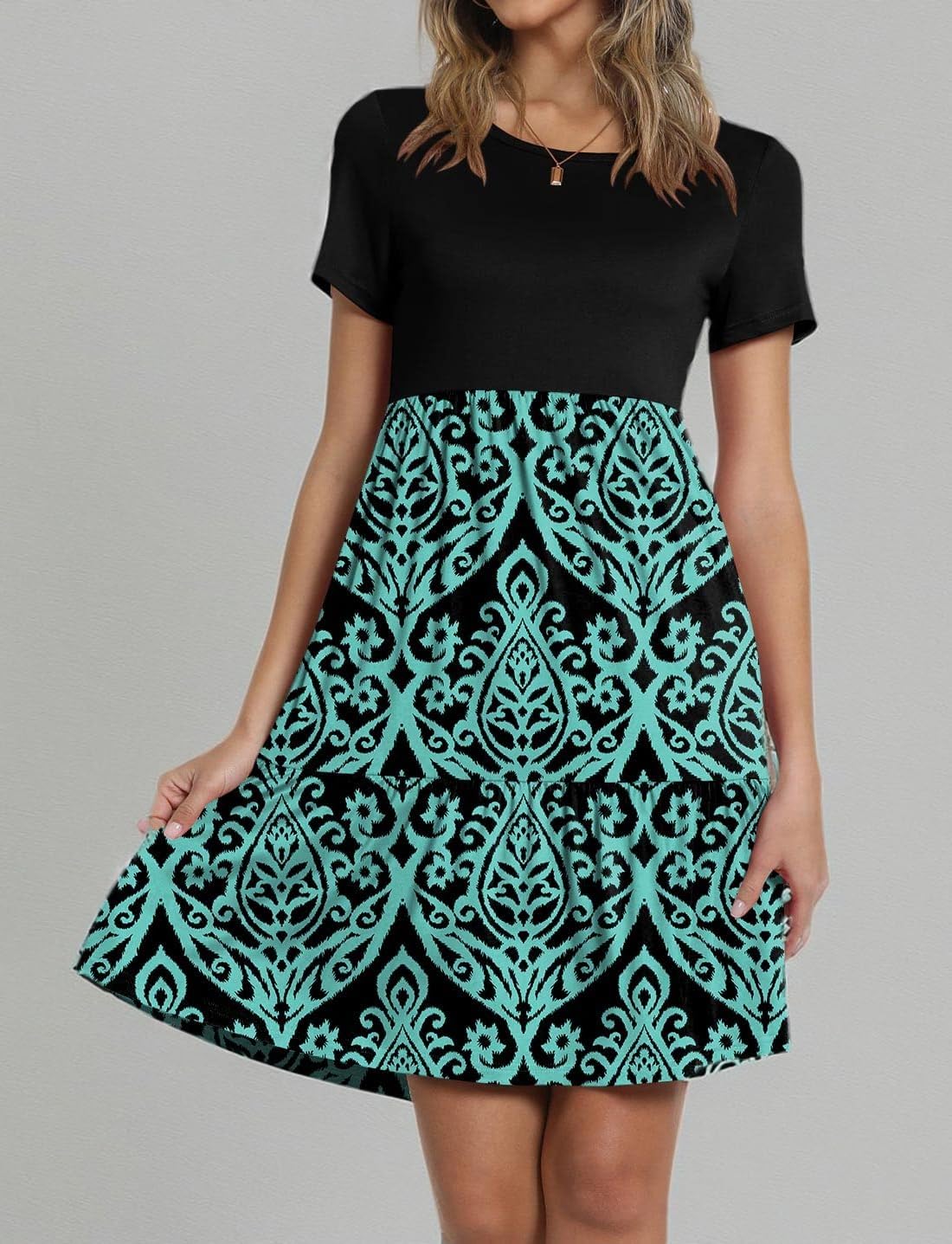 TAOHUADAO 2025 Summer Dresses for Women Short Sleeve Ruffle Casual Sundress with Pockets