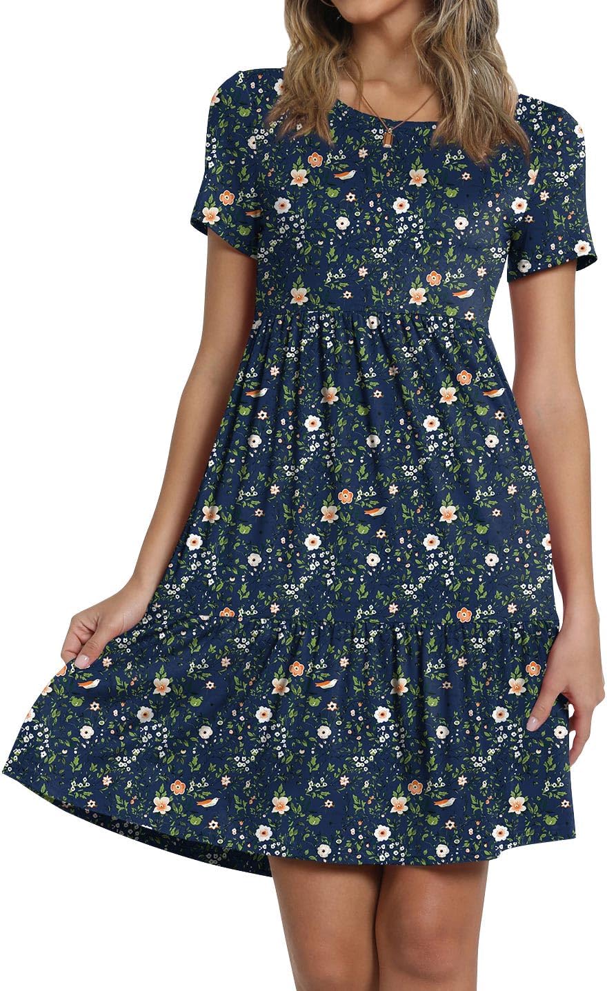 TAOHUADAO 2025 Summer Dresses for Women Short Sleeve Ruffle Casual Sundress with Pockets