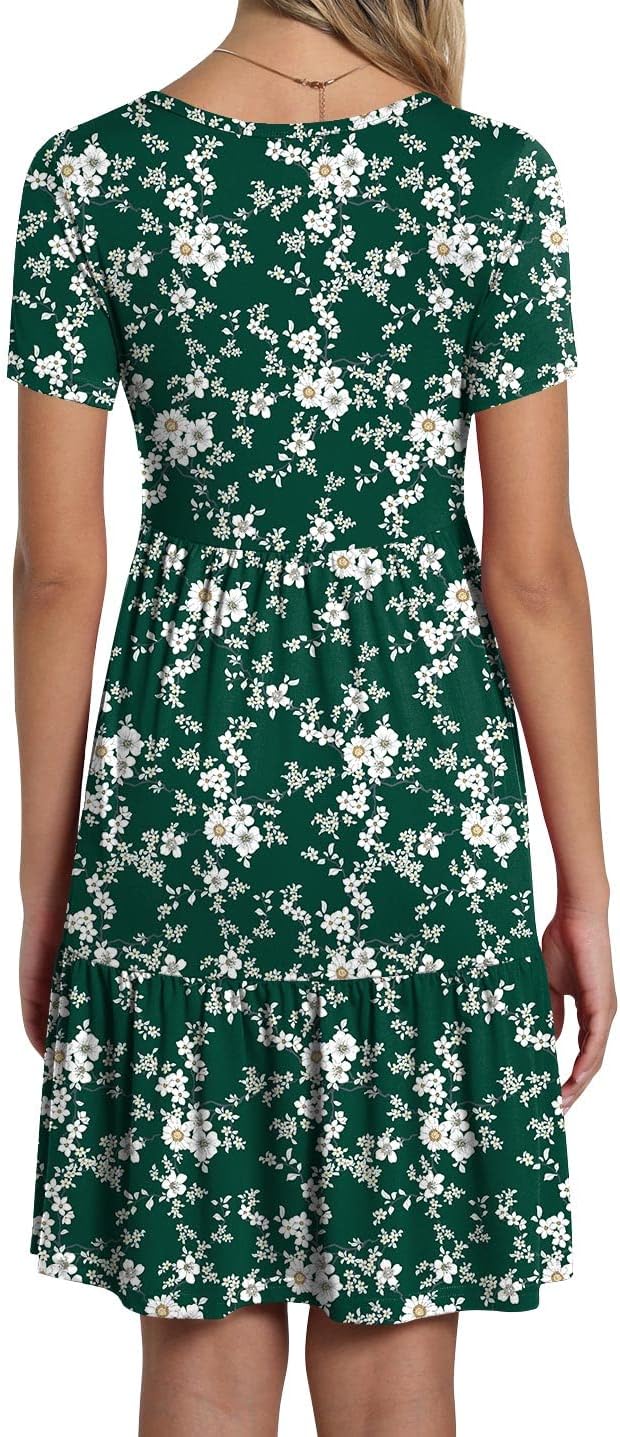 TAOHUADAO 2025 Summer Dresses for Women Short Sleeve Ruffle Casual Sundress with Pockets