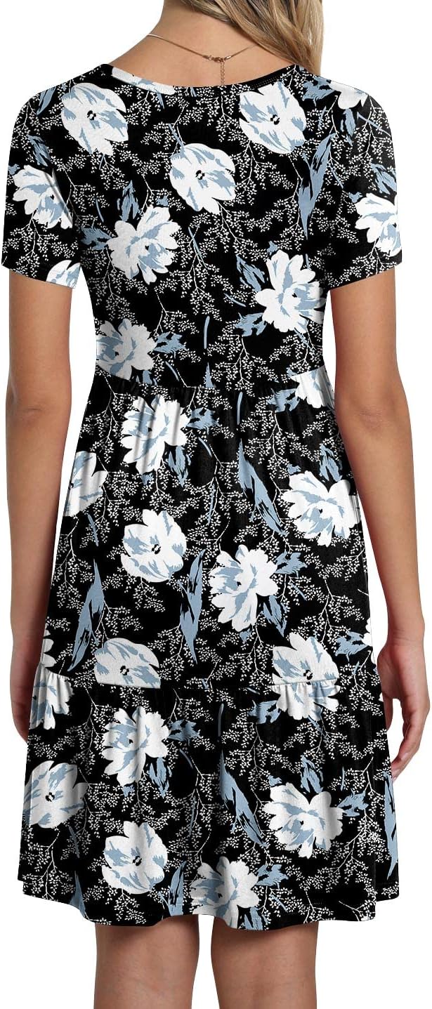 TAOHUADAO 2025 Summer Dresses for Women Short Sleeve Ruffle Casual Sundress with Pockets