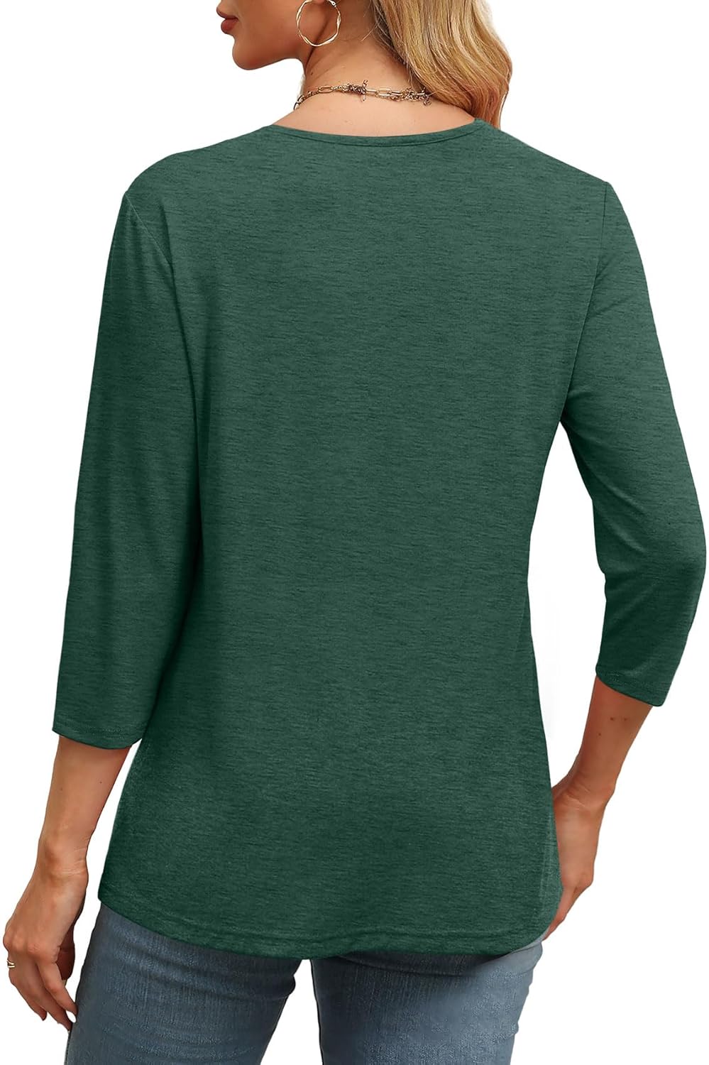 ✨Women's Trendy V Neck 3/4 Long Sleeve Tops Loose Fit Blouse (Buy 2 Free Shipping)