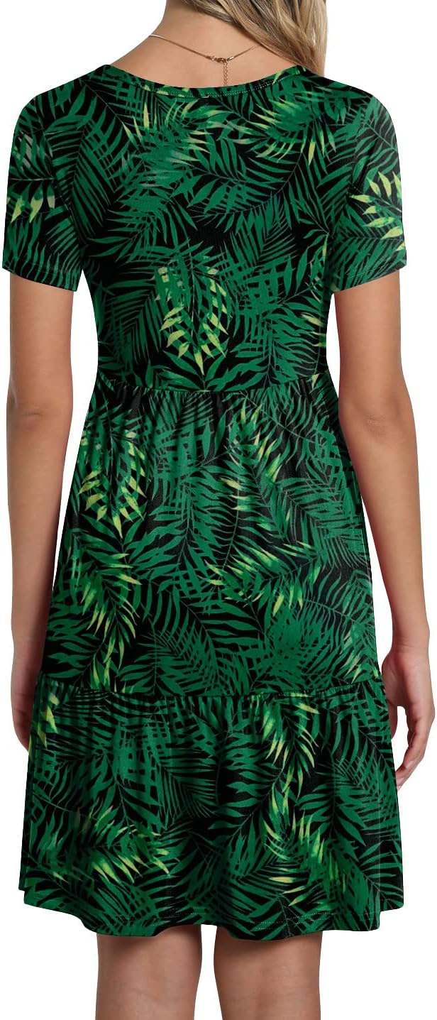 TAOHUADAO 2025 Summer Dresses for Women Short Sleeve Ruffle Casual Sundress with Pockets