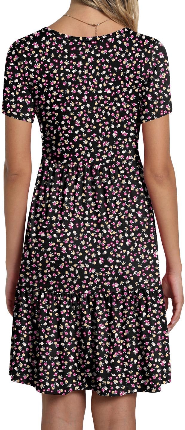 TAOHUADAO 2025 Summer Dresses for Women Short Sleeve Ruffle Casual Sundress with Pockets