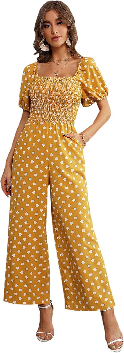 Love Welove Fashion Summer Jumpsuits for Women 2025 Floral Dressy Casual Loose Wide Leg Short Sleeve One Piece Romper Outfits