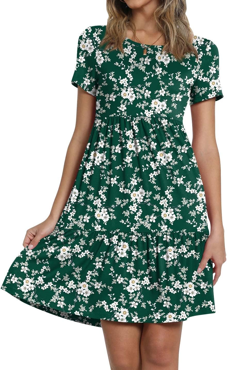 TAOHUADAO 2025 Summer Dresses for Women Short Sleeve Ruffle Casual Sundress with Pockets