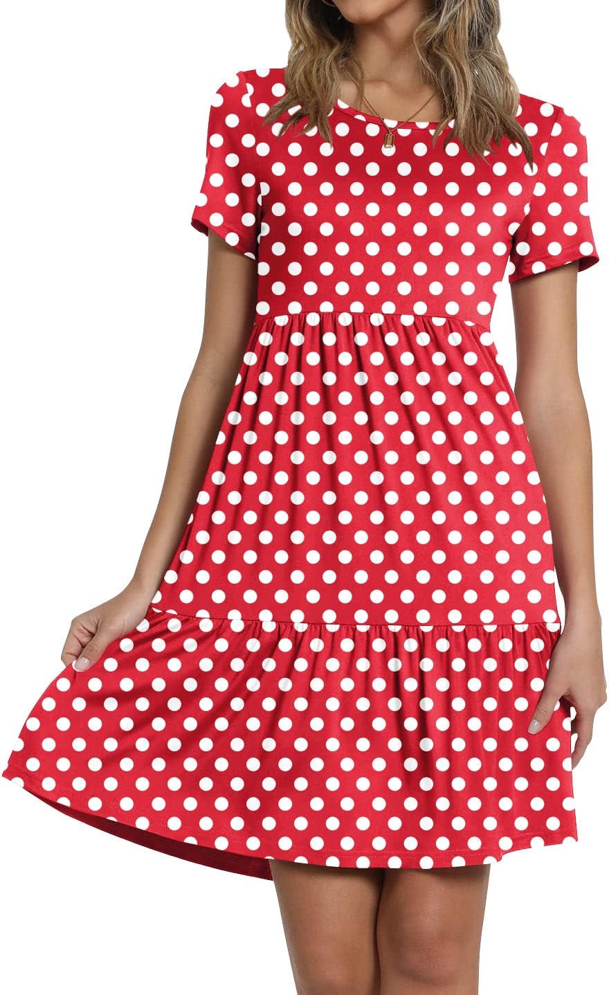 TAOHUADAO 2025 Summer Dresses for Women Short Sleeve Ruffle Casual Sundress with Pockets