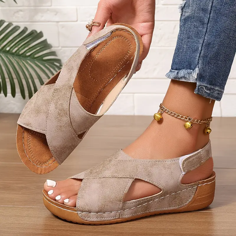 Women's New Vintage Solid Color Summer Wedge Sandals