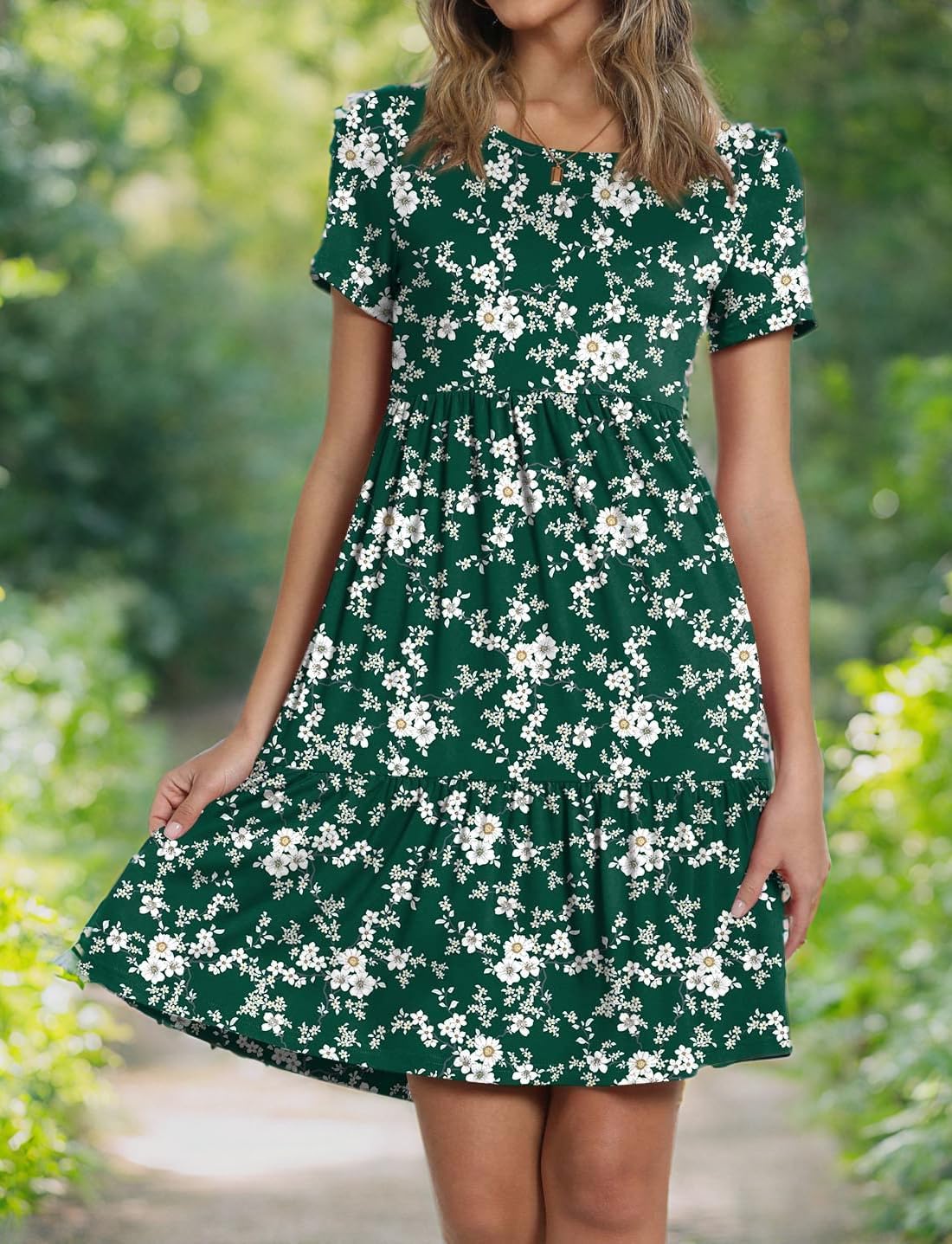 TAOHUADAO 2025 Summer Dresses for Women Short Sleeve Ruffle Casual Sundress with Pockets