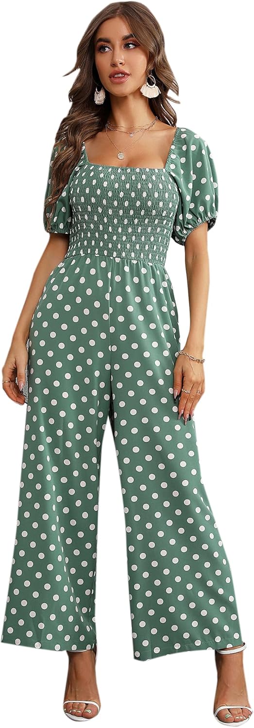 Love Welove Fashion Summer Jumpsuits for Women 2025 Floral Dressy Casual Loose Wide Leg Short Sleeve One Piece Romper Outfits