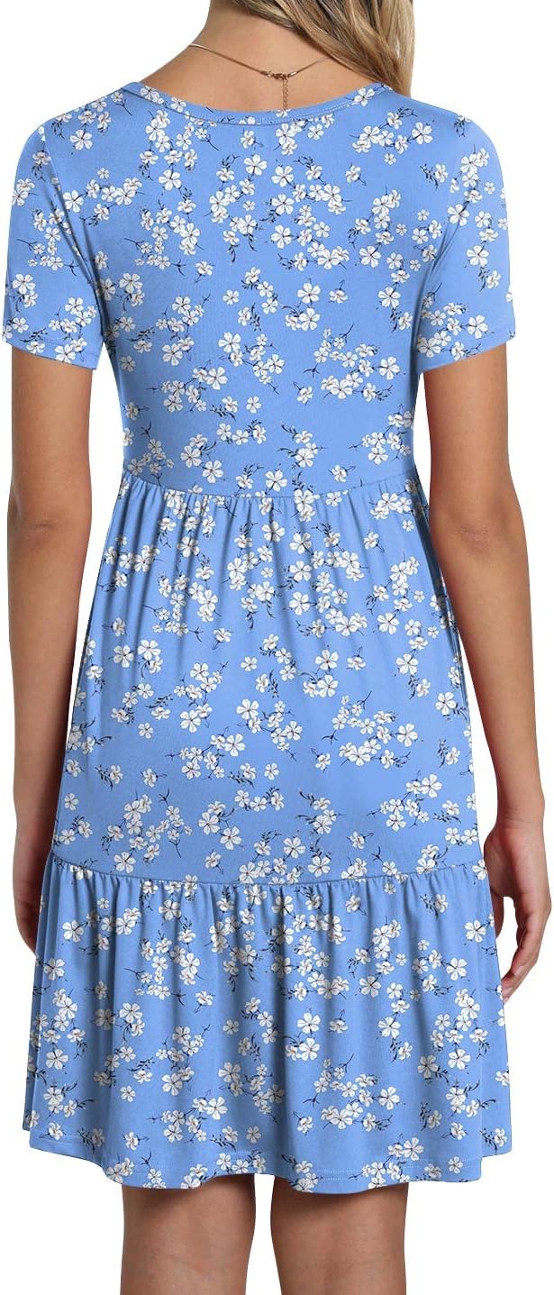 TAOHUADAO 2025 Summer Dresses for Women Short Sleeve Ruffle Casual Sundress with Pockets