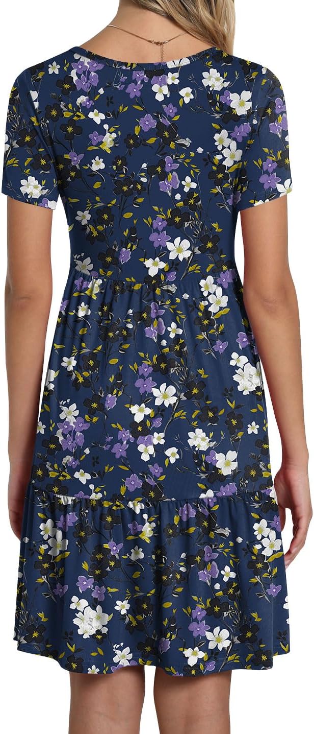 TAOHUADAO 2025 Summer Dresses for Women Short Sleeve Ruffle Casual Sundress with Pockets