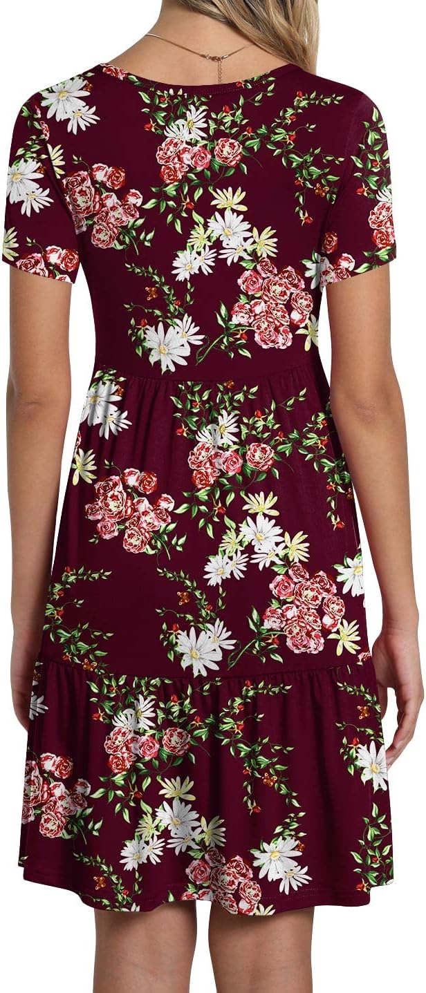 TAOHUADAO 2025 Summer Dresses for Women Short Sleeve Ruffle Casual Sundress with Pockets