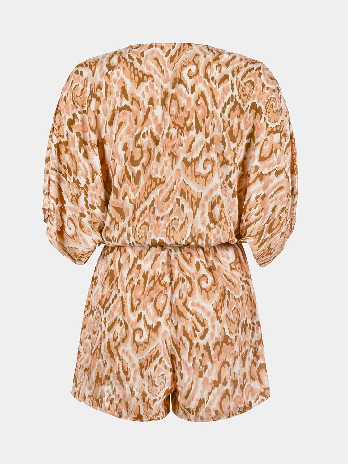 CUPSHE Women's Lace Up Leopard Print Romper Short Sleeves Jumpsuits Wide leg Outfit