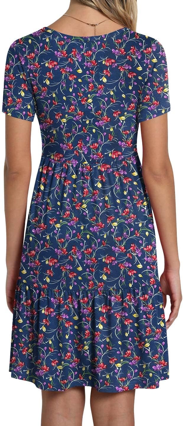 TAOHUADAO 2025 Summer Dresses for Women Short Sleeve Ruffle Casual Sundress with Pockets