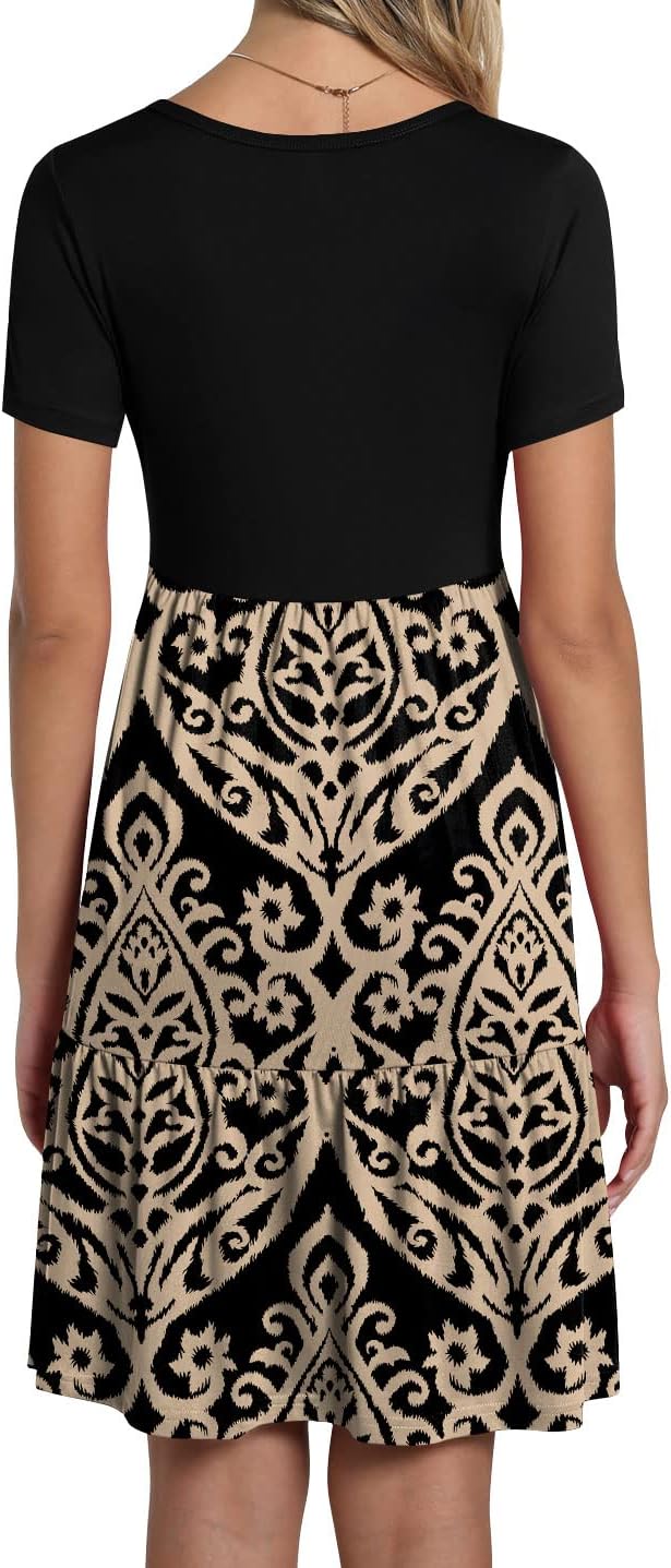 TAOHUADAO 2025 Summer Dresses for Women Short Sleeve Ruffle Casual Sundress with Pockets