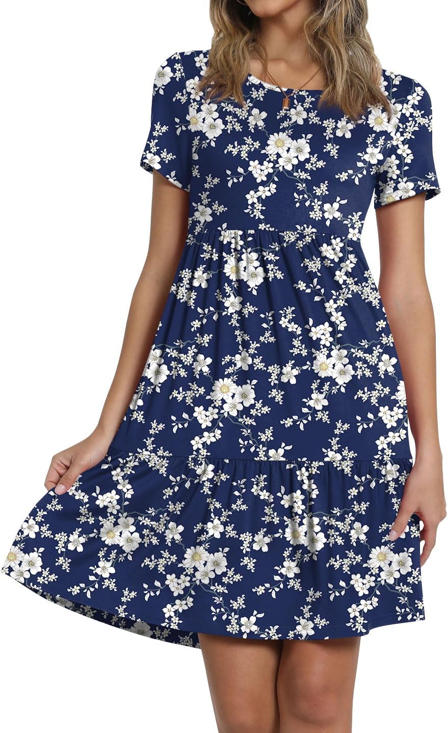 TAOHUADAO 2025 Summer Dresses for Women Short Sleeve Ruffle Casual Sundress with Pockets