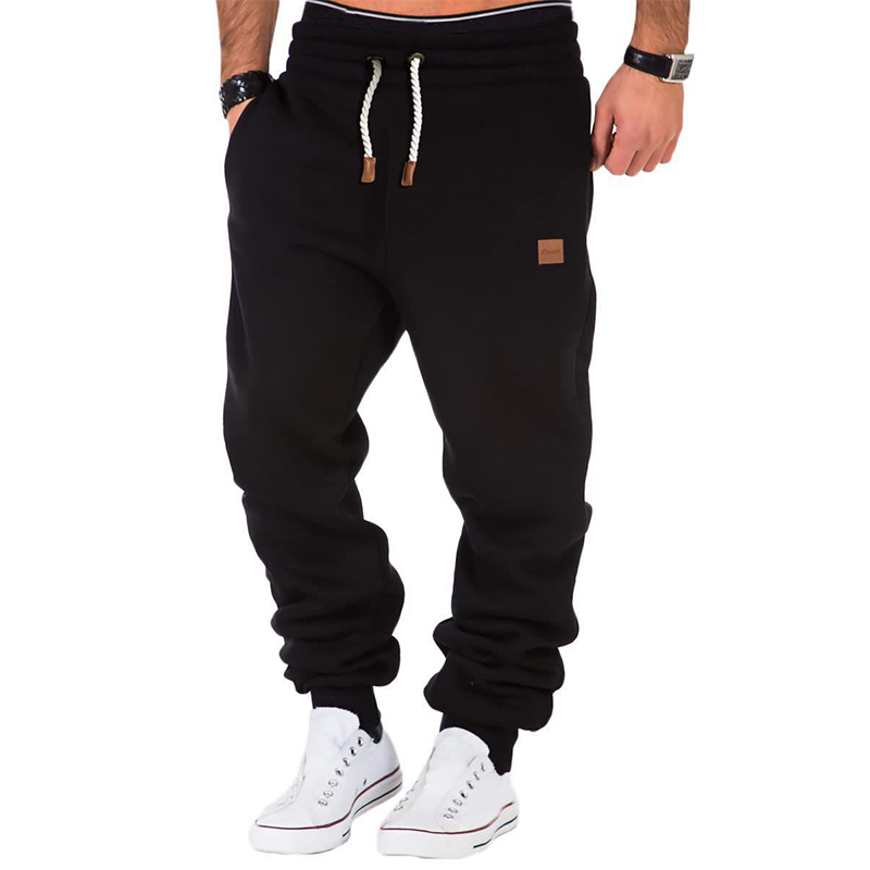Men's Solid Color Drawstring Waist Fleece Sweatpants