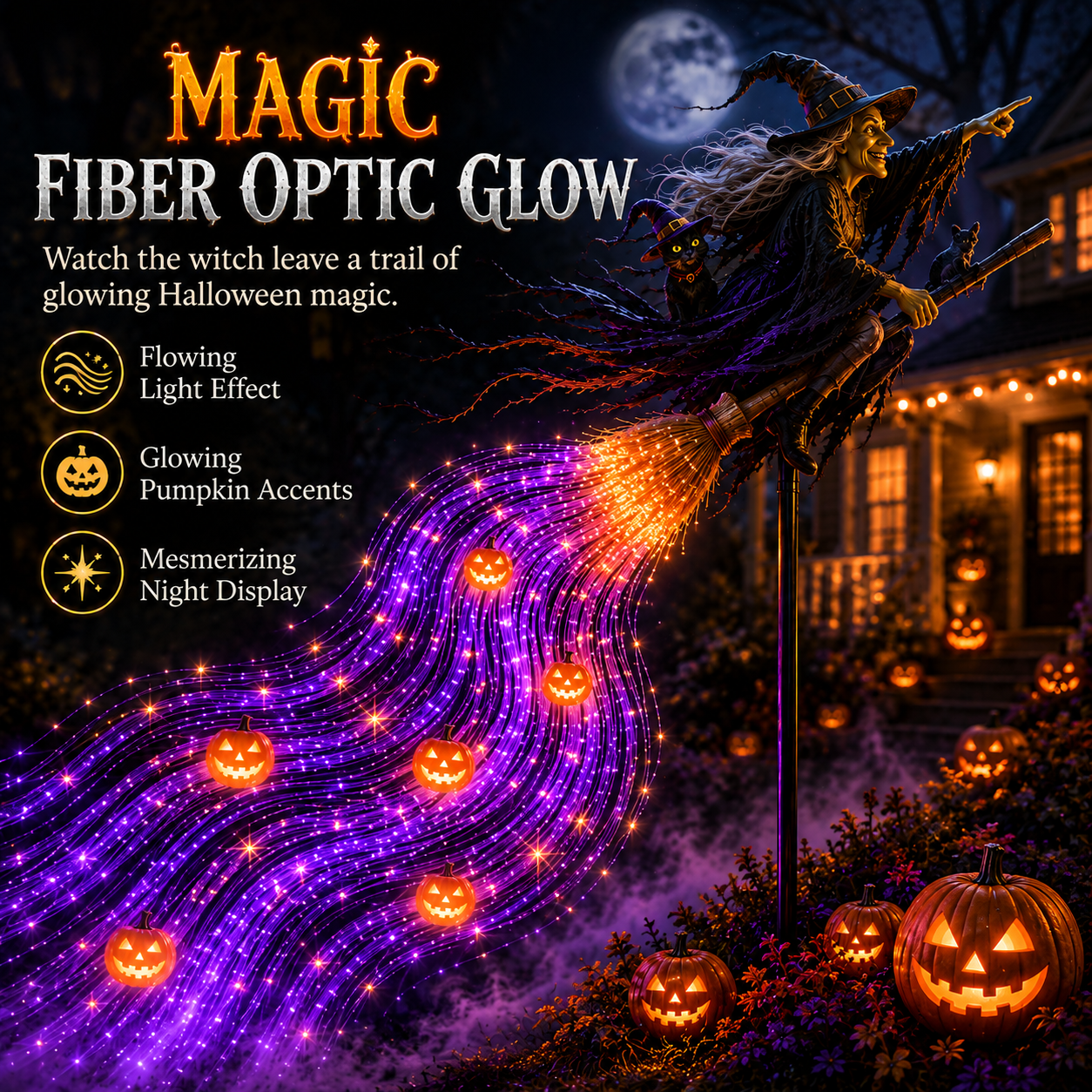 🎃 HALLOWEEN MAGIC SALE  50% OFF - Witch’s Magic ✨ Solar Fiber Optic Yard Light